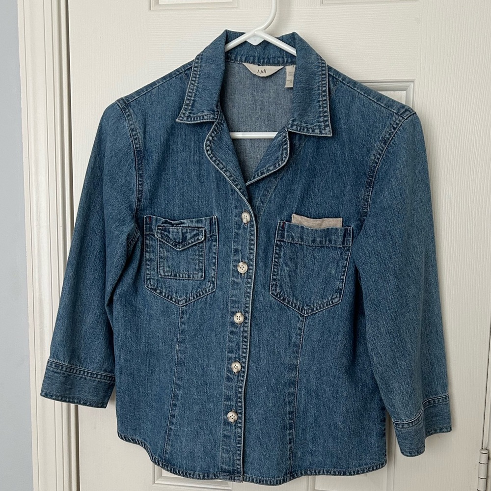 J. Jill Classic Timeless 100% Cotton Denim Jacket